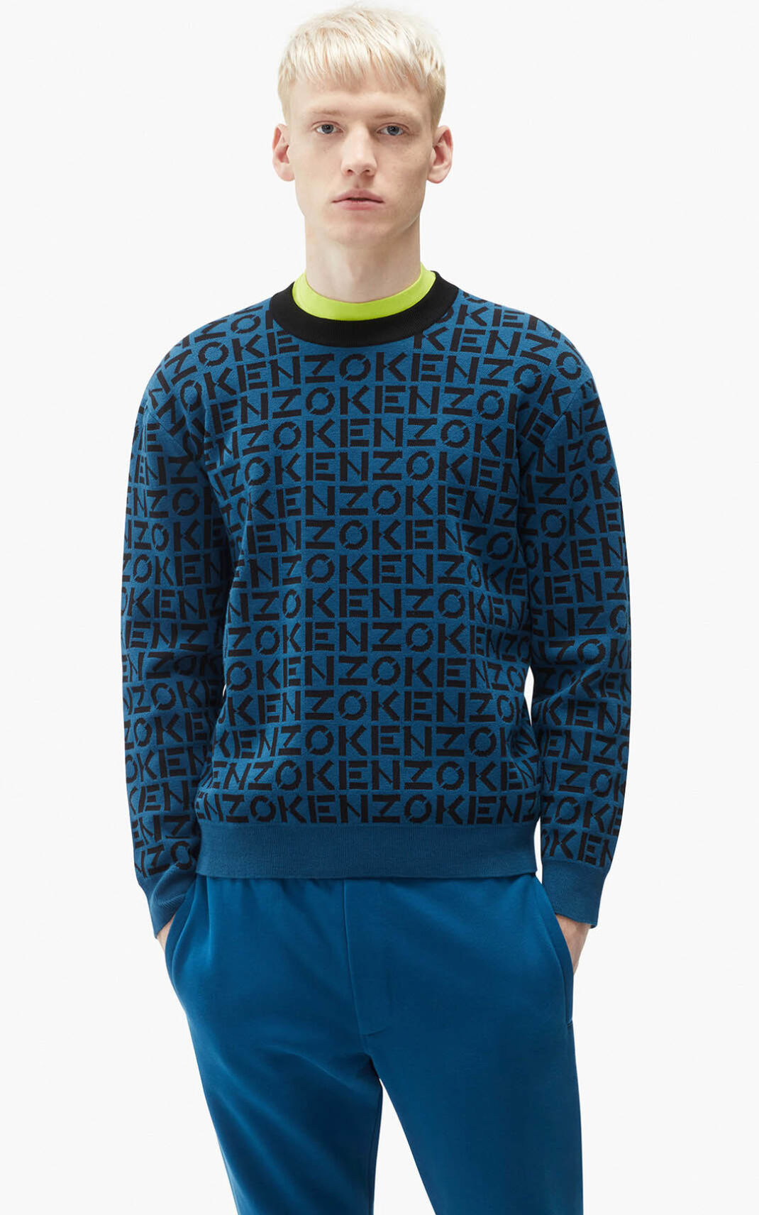 Kenzo Sport monogram Jerseys Hombre Azules Oscuro | 3708642-VA